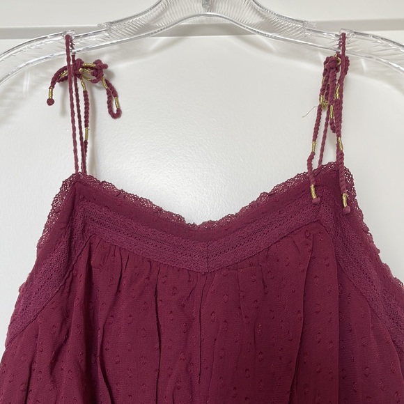 MISA Garnet Red Swiss Dot Maxi Dress - Size Small - Picture 2 of 15